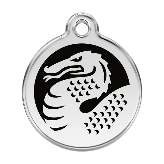  Red Dingo Stainless Steel Engraved Dog Tag Dragon Black
