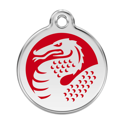  Red Dingo Stainless Steel Engraved Dog Tag Dragon Red