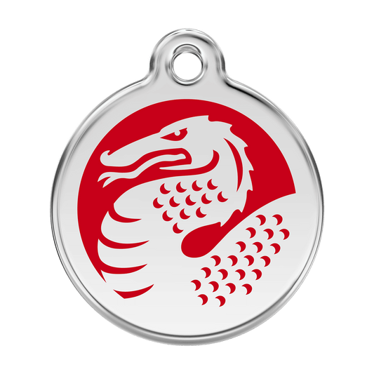  Red Dingo Stainless Steel Engraved Dog Tag Dragon Red