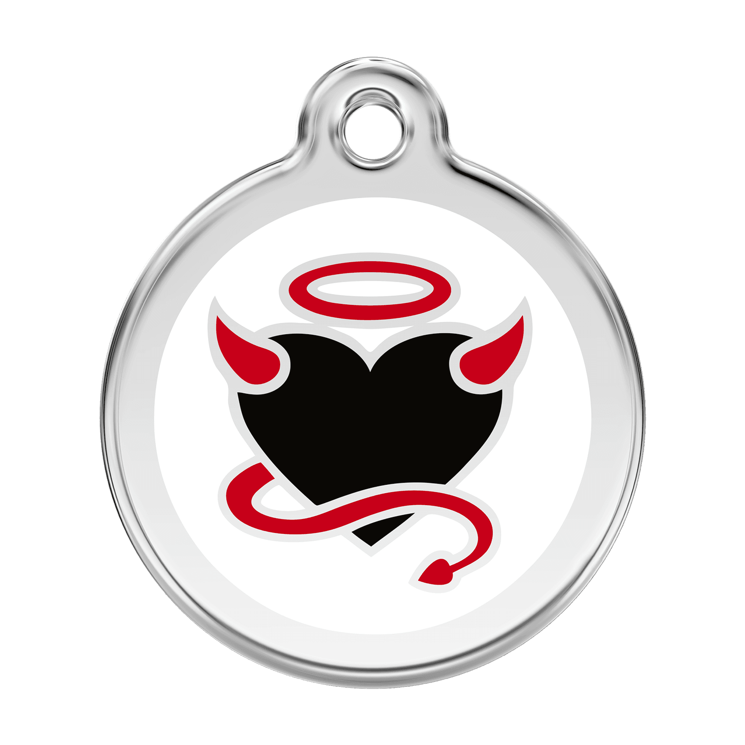  Red Dingo Stainless Steel Engraved Dog Tag Devil White