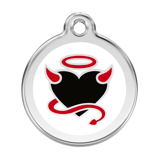  Red Dingo Stainless Steel Engraved Dog Tag Devil White