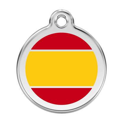  Red Dingo Stainless Steel Engraved Dog Tag Spanish Flag Yellow