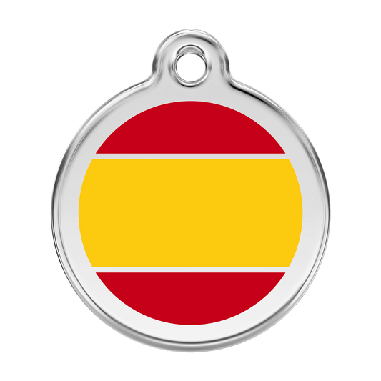  Red Dingo Stainless Steel Engraved Dog Tag Spanish Flag Yellow