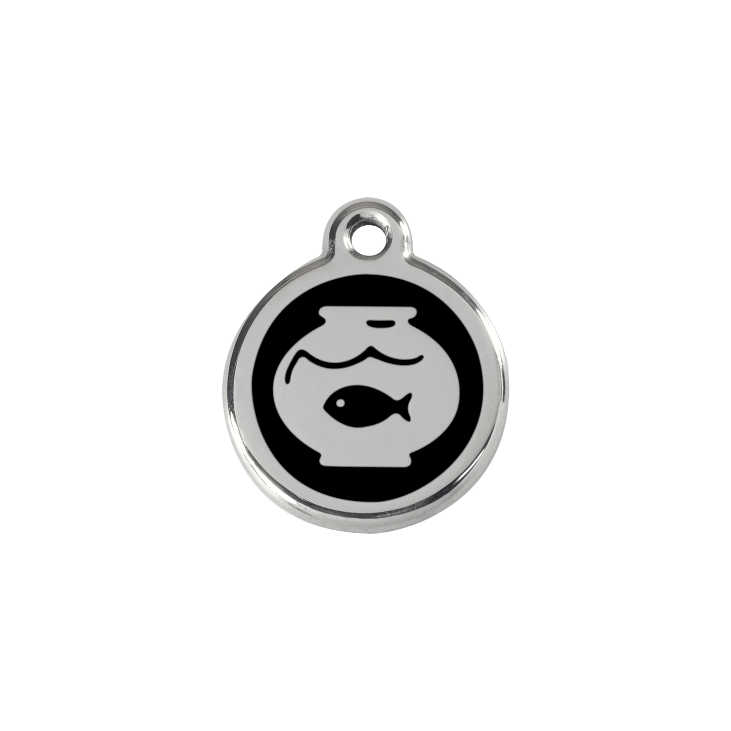  Red Dingo Stainless Steel Engraved Cat Tag Fish Bowl Black