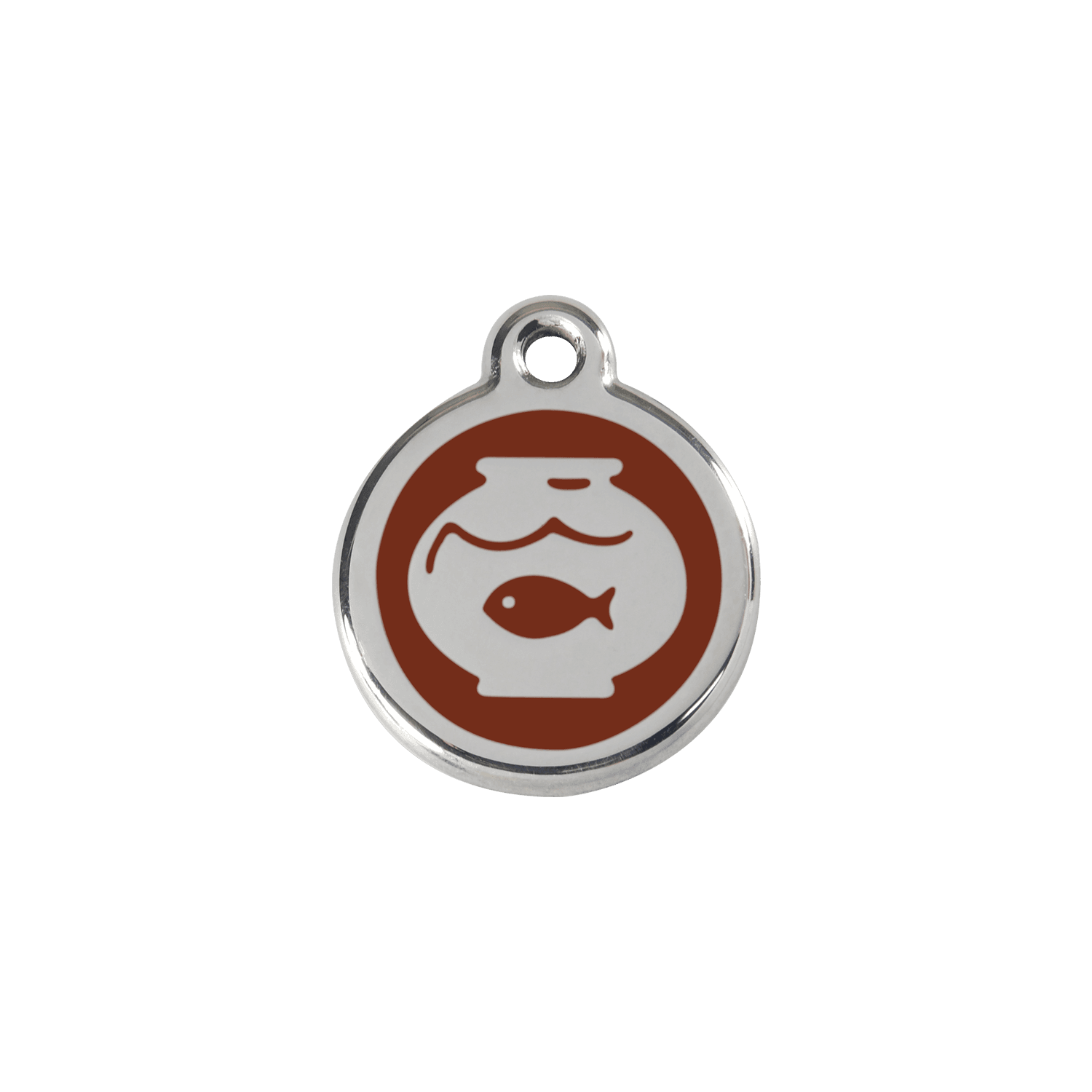  Red Dingo Stainless Steel Engraved Cat Tag Fish Bowl Brown