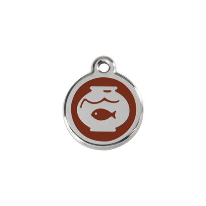  Red Dingo Stainless Steel Engraved Cat Tag Fish Bowl Brown