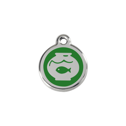  Red Dingo Stainless Steel Engraved Cat Tag Fish Bowl Green