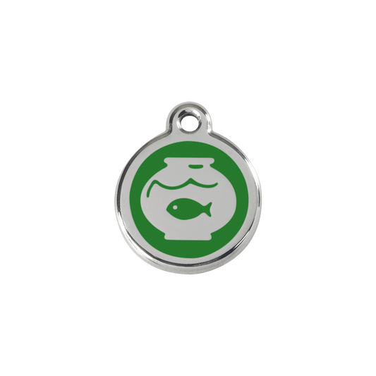  Red Dingo Stainless Steel Engraved Cat Tag Fish Bowl Green