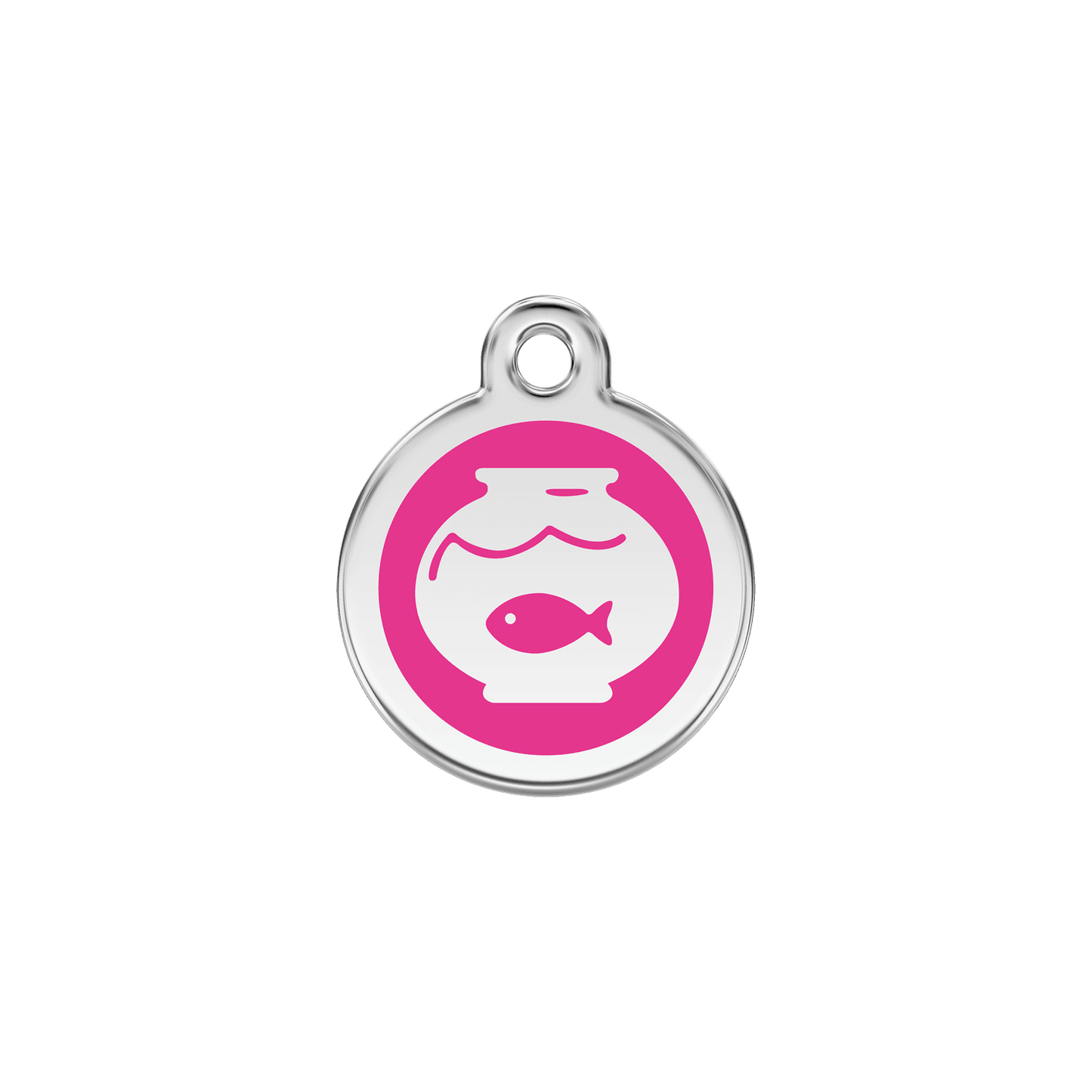  Red Dingo Stainless Steel Engraved Cat Tag Fish Bowl Hot Pink