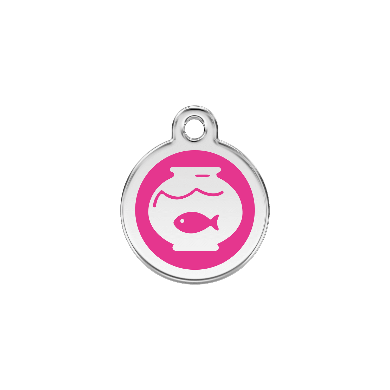  Red Dingo Stainless Steel Engraved Cat Tag Fish Bowl Hot Pink