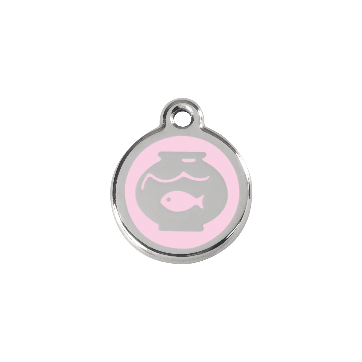  Red Dingo Stainless Steel Engraved Cat Tag Fish Bowl Pink