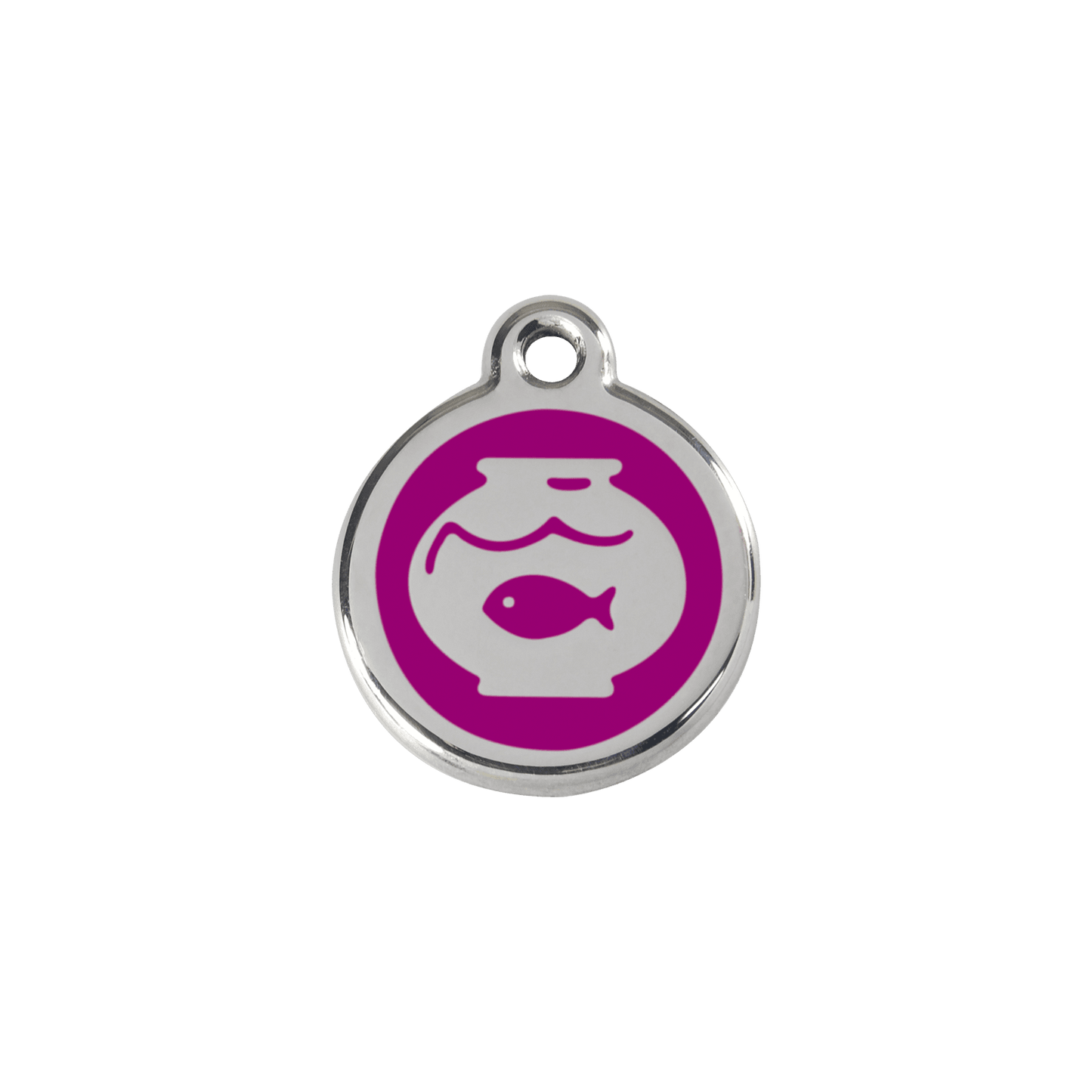  Red Dingo Stainless Steel Engraved Cat Tag Fish Bowl Purple