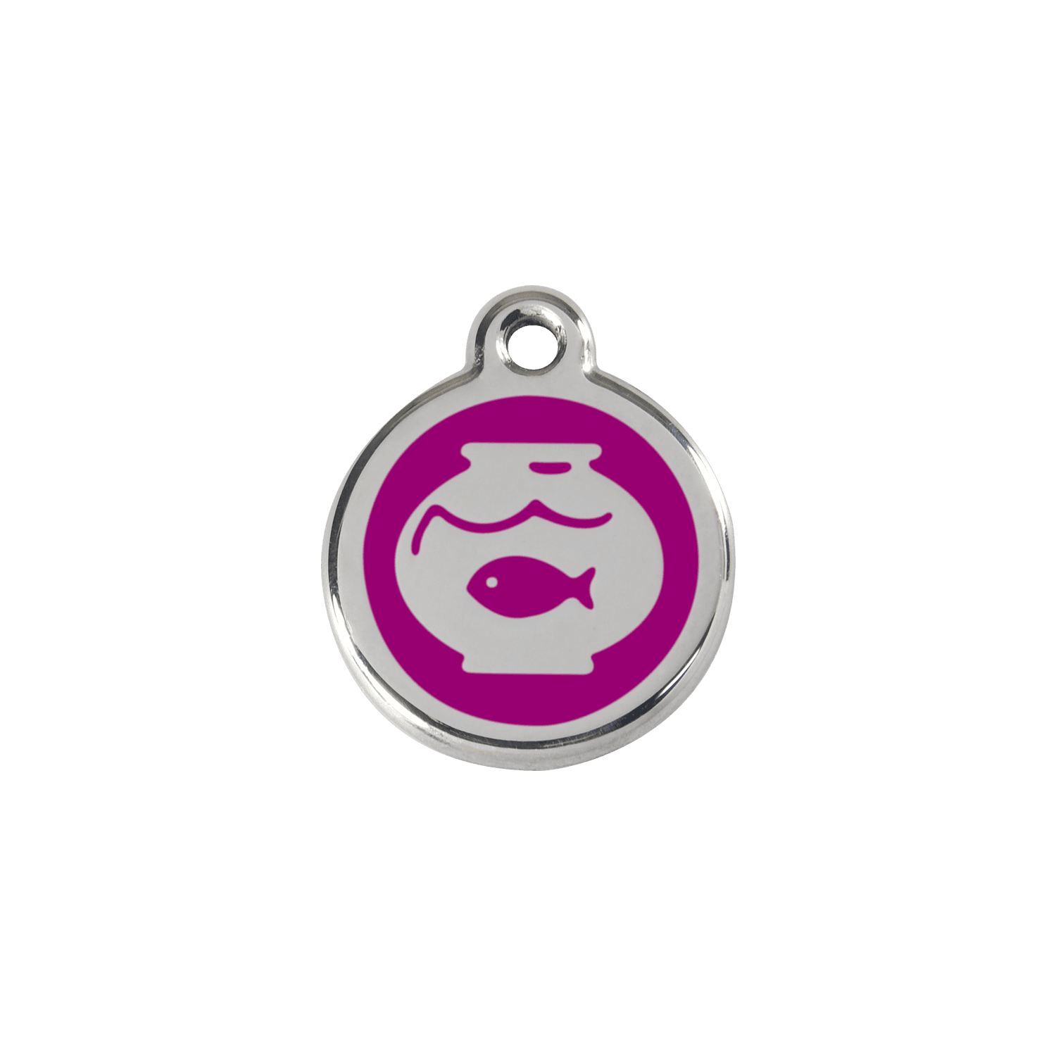  Red Dingo Stainless Steel Engraved Cat Tag Fish Bowl Purple