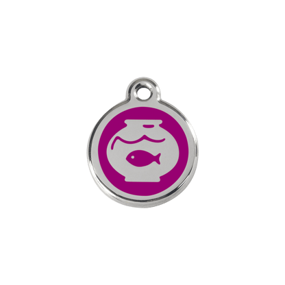  Red Dingo Stainless Steel Engraved Cat Tag Fish Bowl Purple
