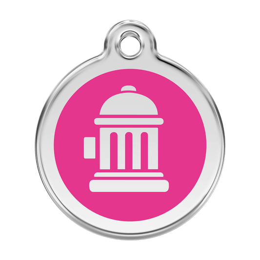  Red Dingo Stainless Steel Engraved Dog Tag Fire Hydrant Hot Pink