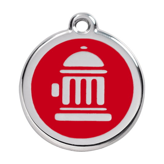  Red Dingo Stainless Steel Engraved Dog Tag Fire Hydrant Red