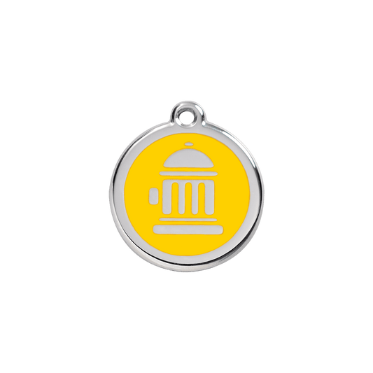  Red Dingo Stainless Steel Engraved Cat Tag Fire Hydrant Yellow