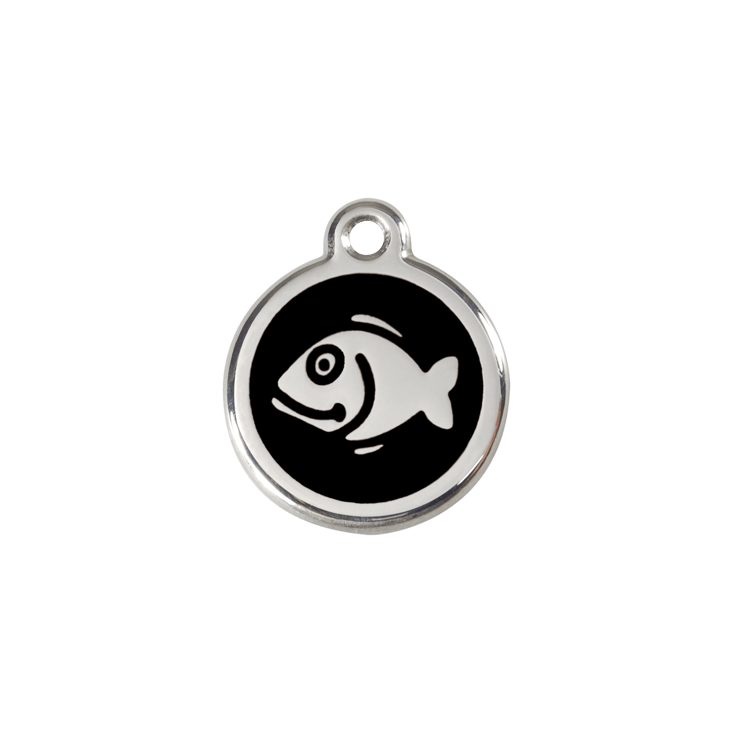  Red Dingo Stainless Steel Engraved Cat Tag Fish Black