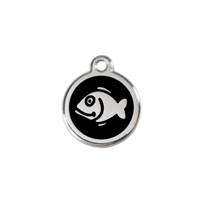  Red Dingo Stainless Steel Engraved Cat Tag Fish Black