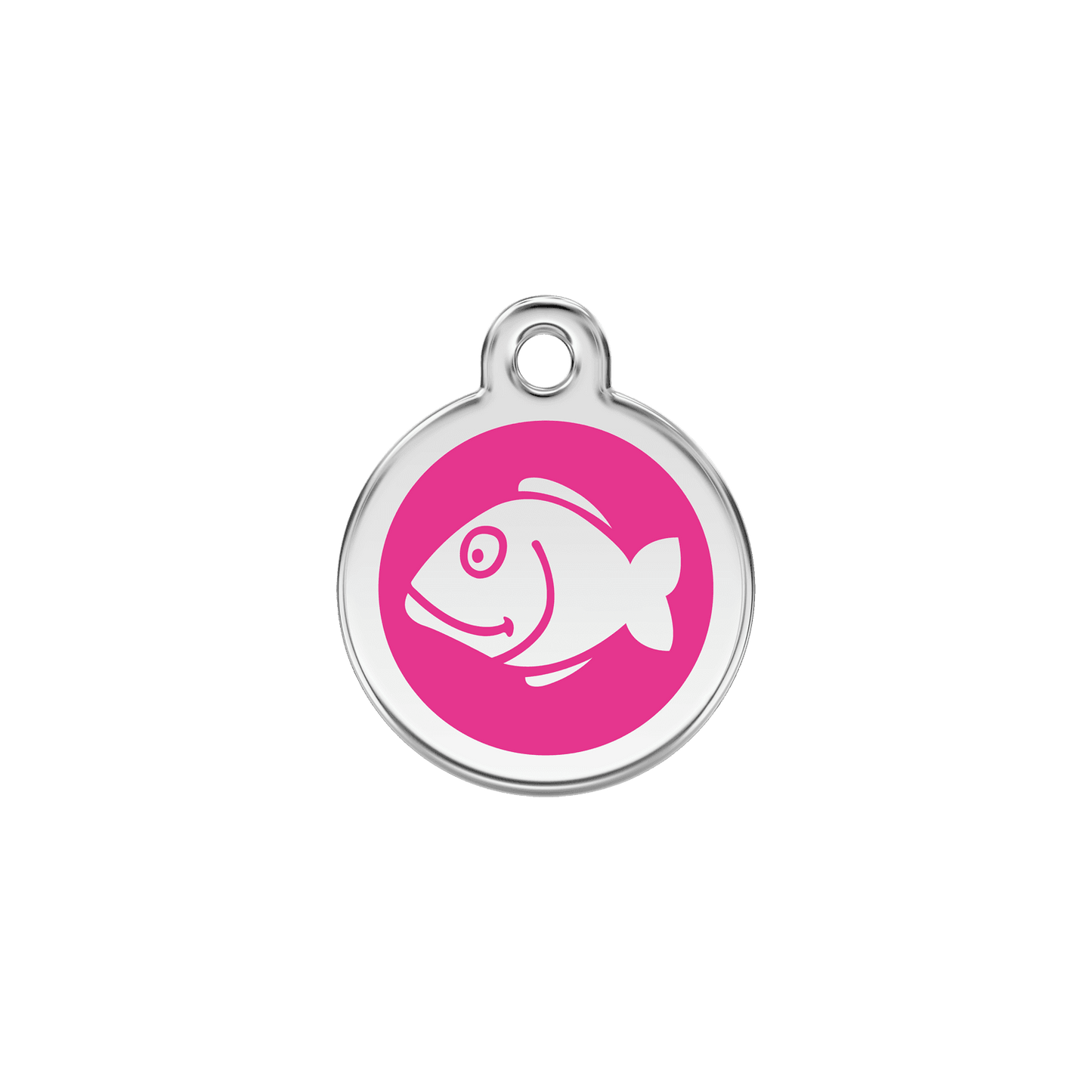 Red Dingo Stainless Steel Engraved Cat Tag Fish Hot Pink