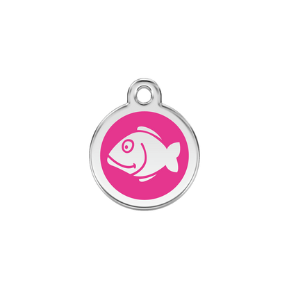  Red Dingo Stainless Steel Engraved Cat Tag Fish Hot Pink