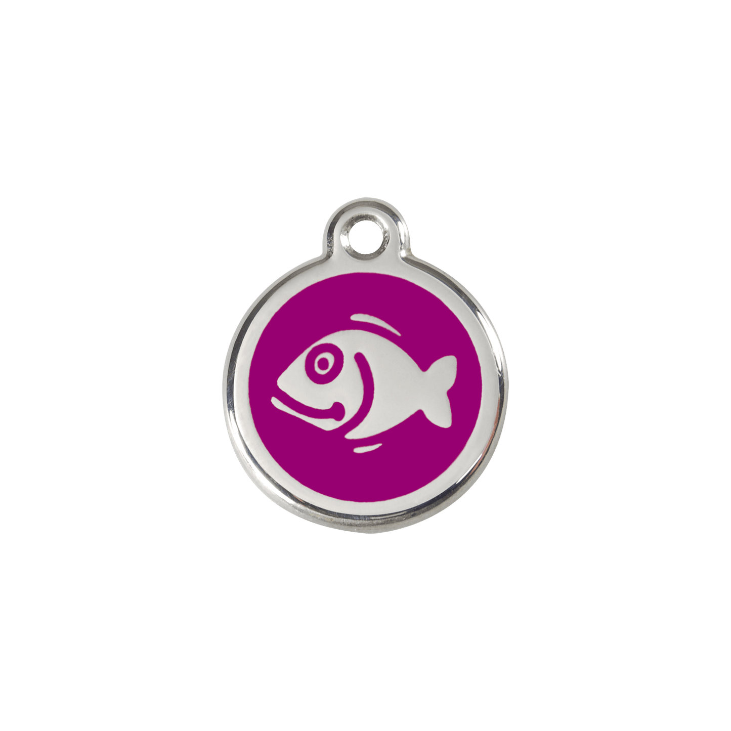  Red Dingo Stainless Steel Engraved Cat Tag Fish Purple