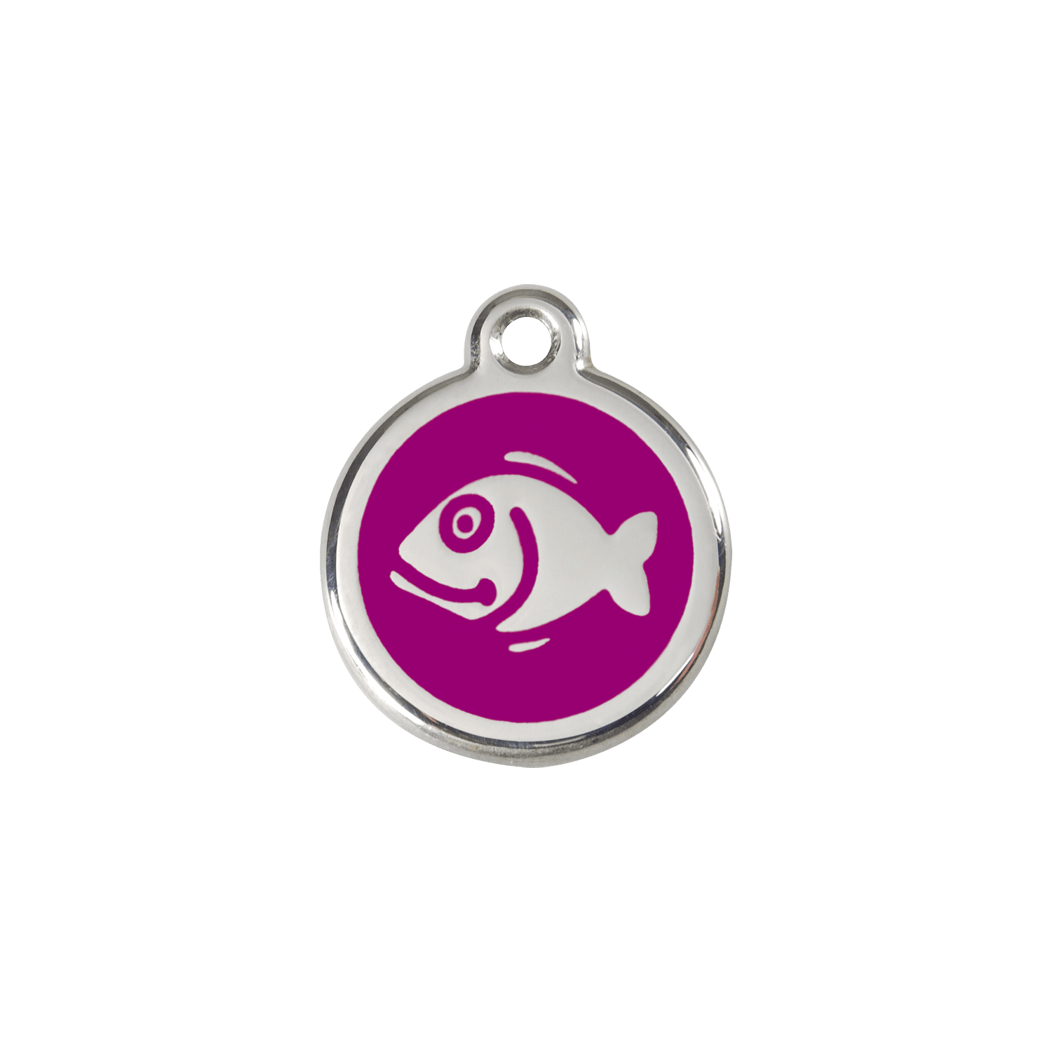  Red Dingo Stainless Steel Engraved Cat Tag Fish Purple