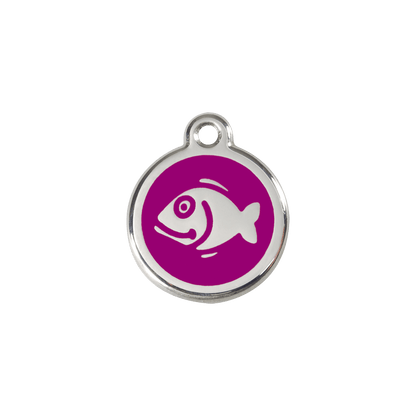  Red Dingo Stainless Steel Engraved Cat Tag Fish Purple