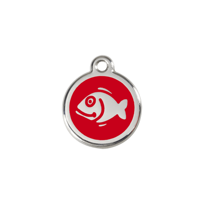  Red Dingo Stainless Steel Engraved Cat Tag Fish Red