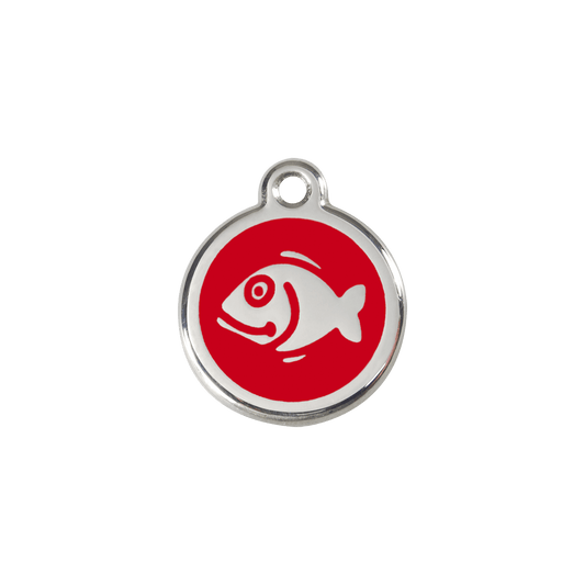  Red Dingo Stainless Steel Engraved Cat Tag Fish Red