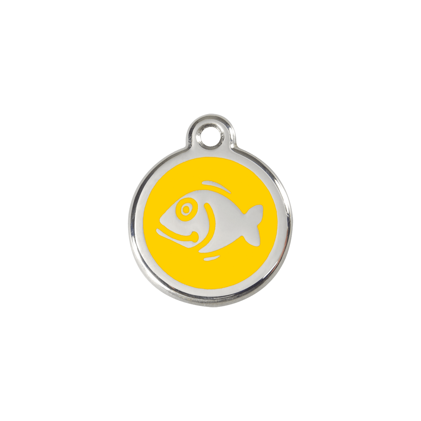  Red Dingo Stainless Steel Engraved Cat Tag Fish Yellow