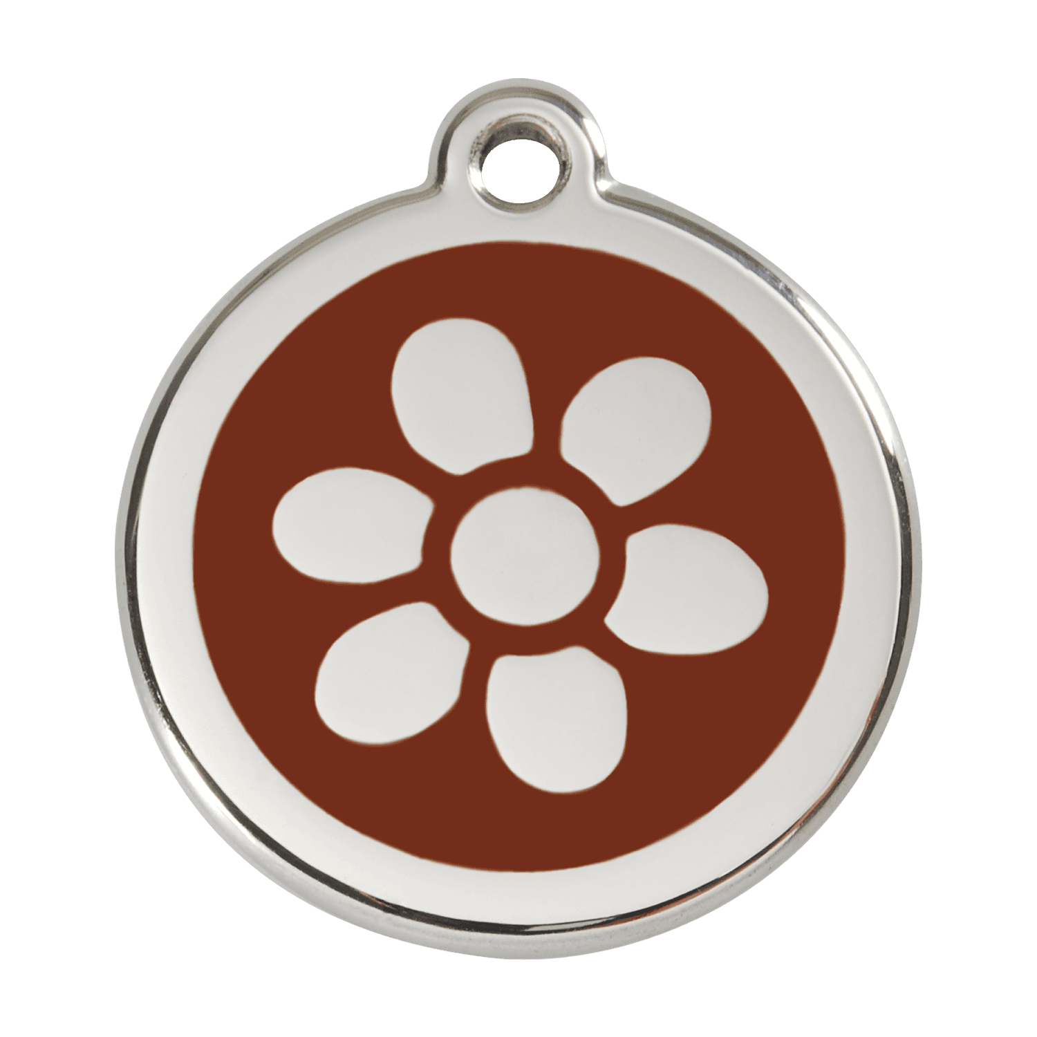 Red Dingo Stainless Steel Engraved Dog Tag Flower Brown