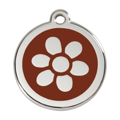  Red Dingo Stainless Steel Engraved Dog Tag Flower Brown