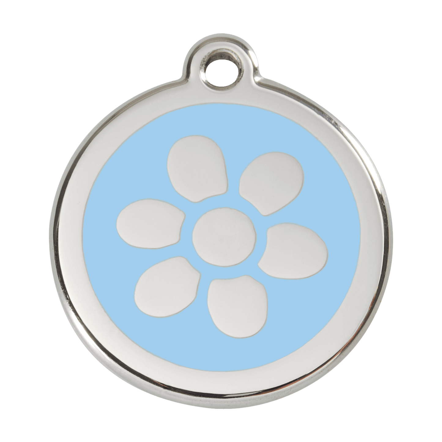  Red Dingo Stainless Steel Engraved Dog Tag Flower Light Blue