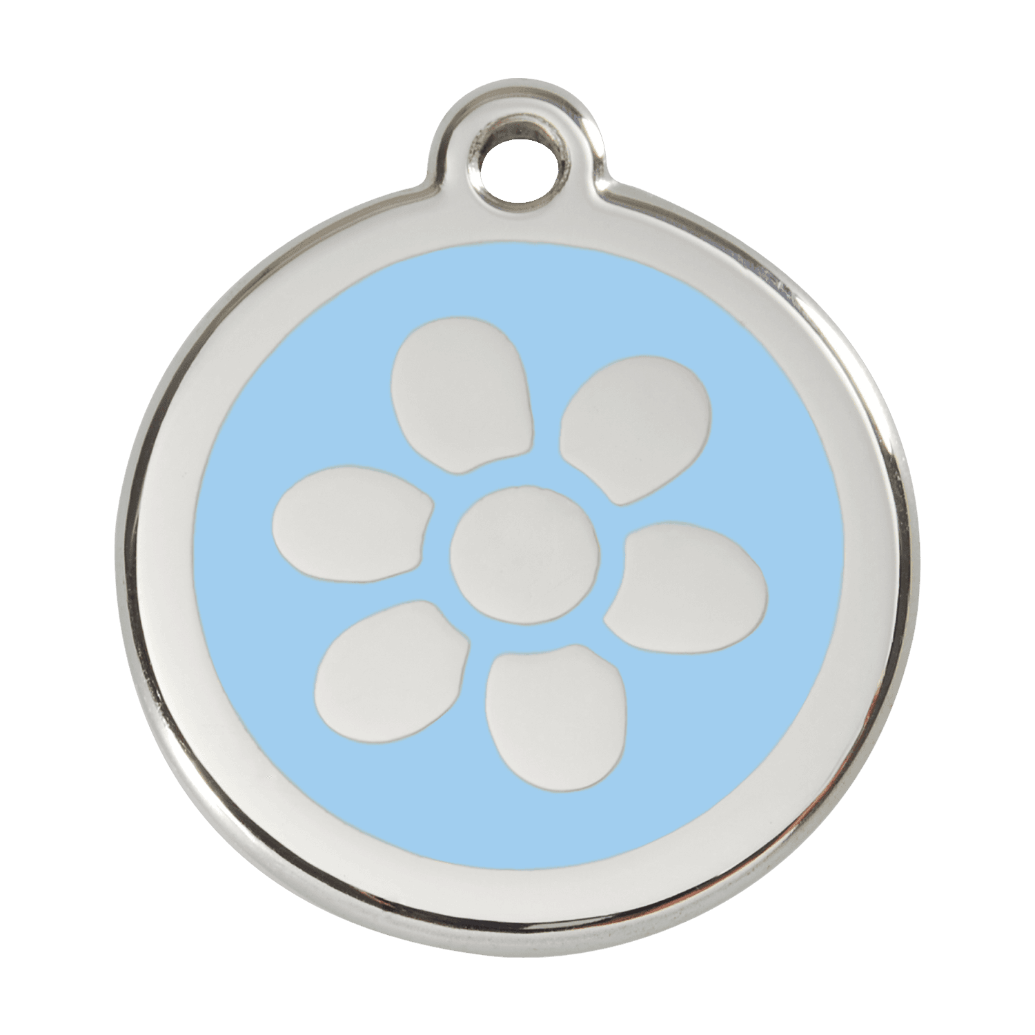  Red Dingo Stainless Steel Engraved Dog Tag Flower Light Blue