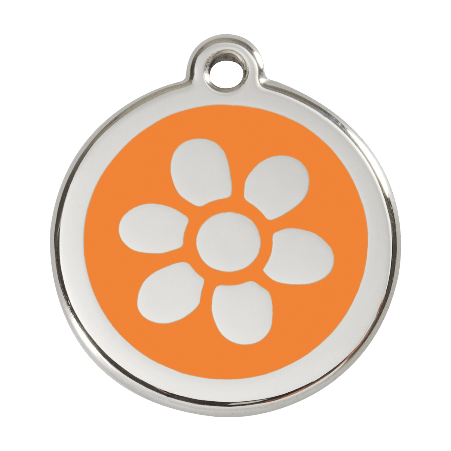  Red Dingo Stainless Steel Engraved Dog Tag Flower Orange