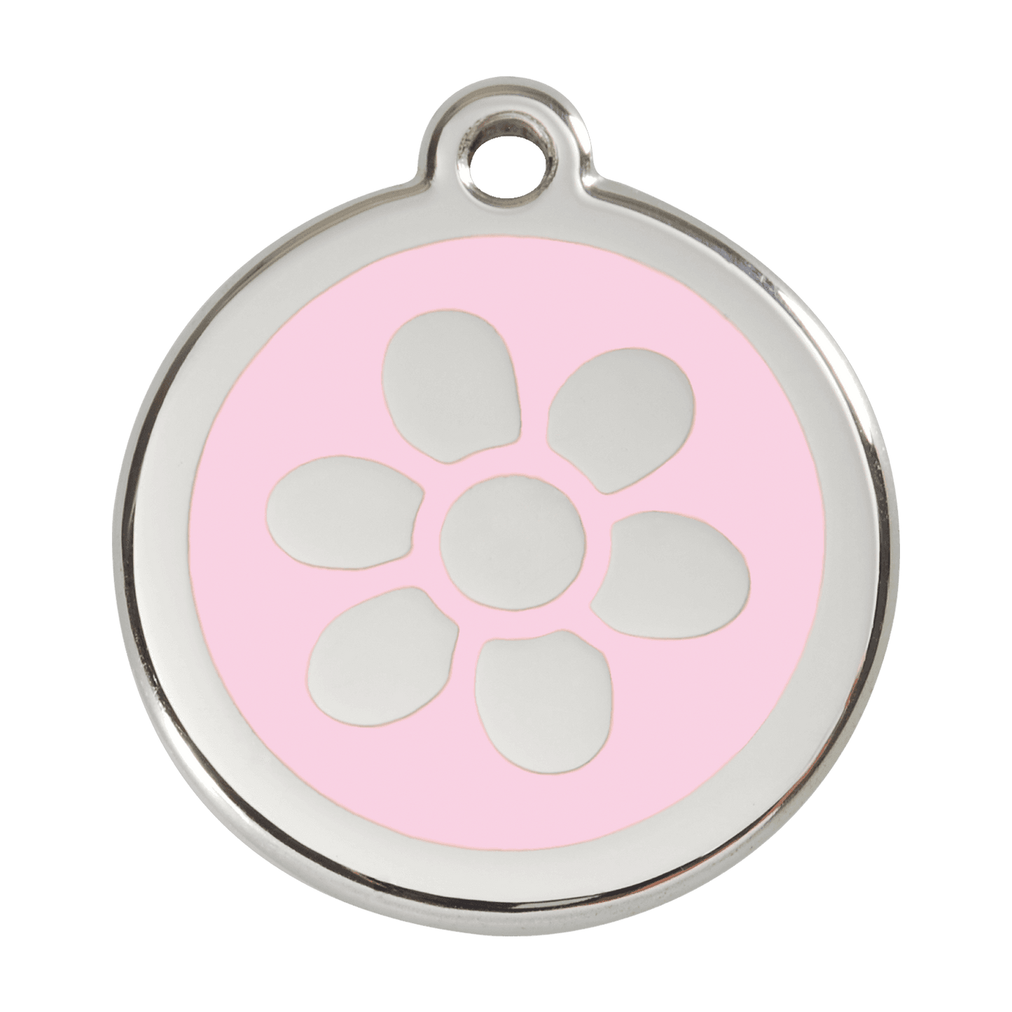  Red Dingo Stainless Steel Engraved Dog Tag Flower Pink