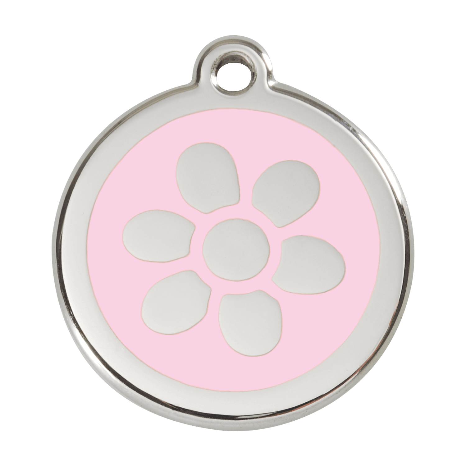  Red Dingo Stainless Steel Engraved Dog Tag Flower Pink