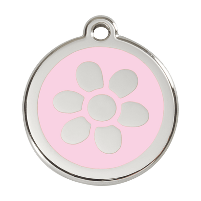  Red Dingo Stainless Steel Engraved Dog Tag Flower Pink