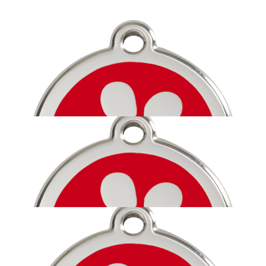  Red Dingo Stainless Steel Engraved Dog Tag Flower Red