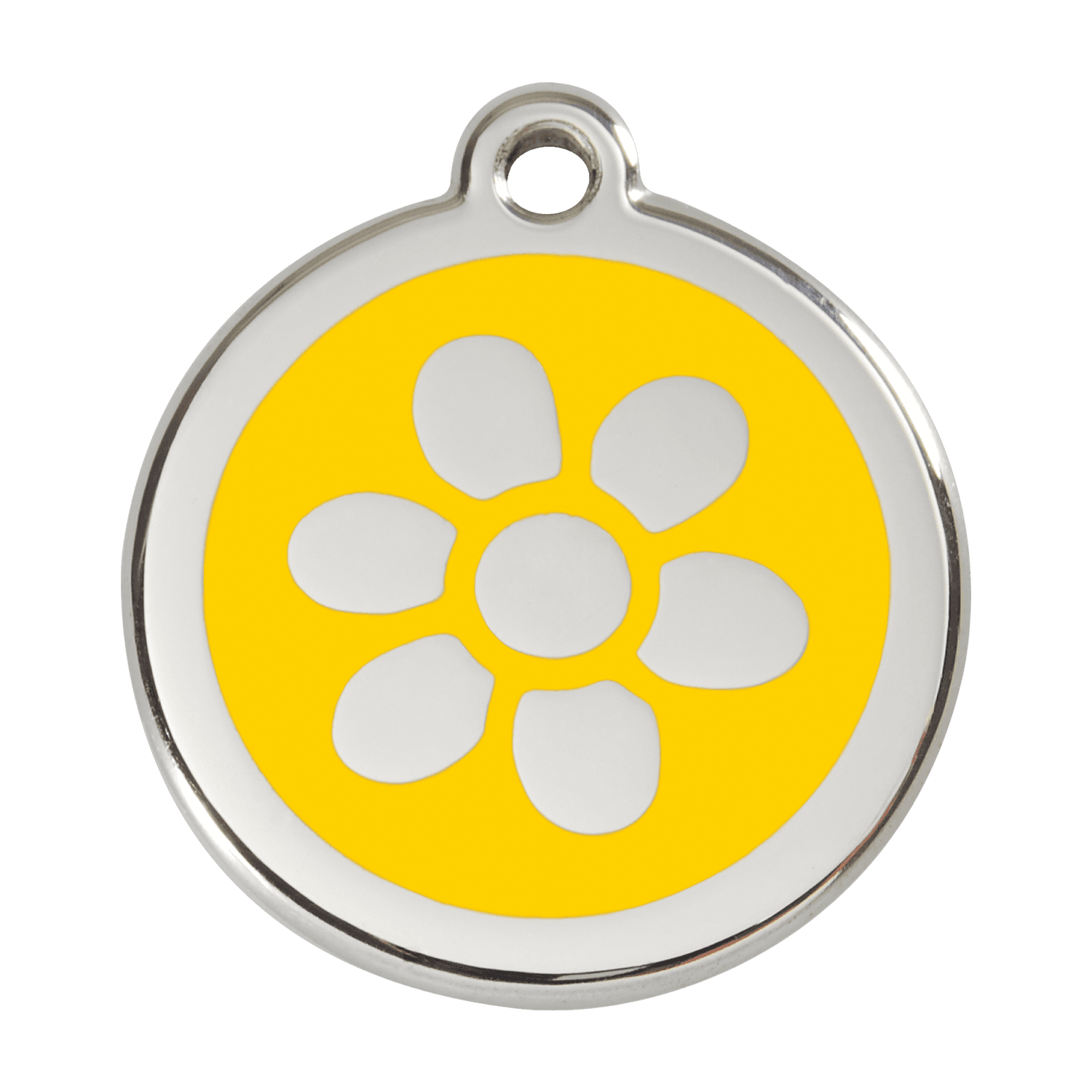  Red Dingo Stainless Steel Engraved Dog Tag Flower Yellow
