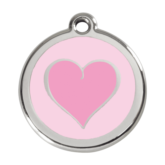  Red Dingo Stainless Steel Engraved Dog Tag Heart Pink Pink