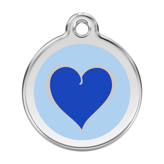  Red Dingo Stainless Steel Engraved Dog Tag Coloured Heart Navy