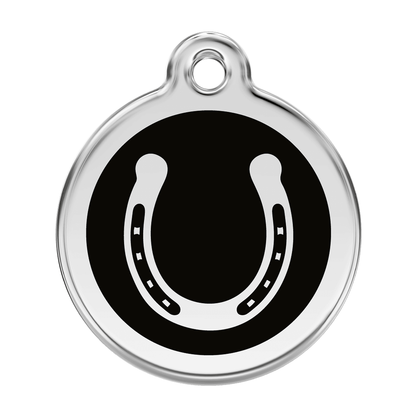  Red Dingo Stainless Steel Engraved Dog Tag Horse Shoe Black