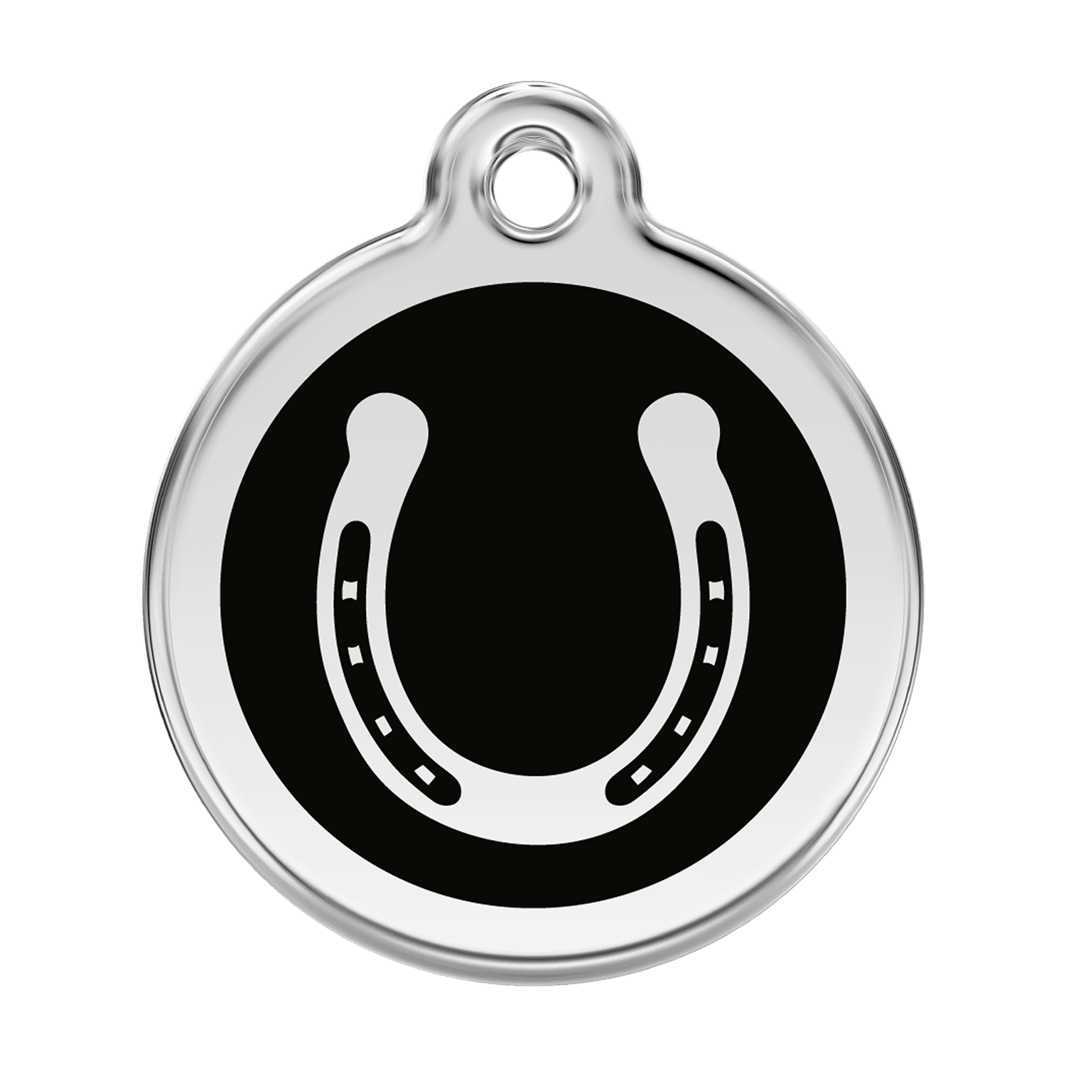  Red Dingo Stainless Steel Engraved Dog Tag Horse Shoe Black