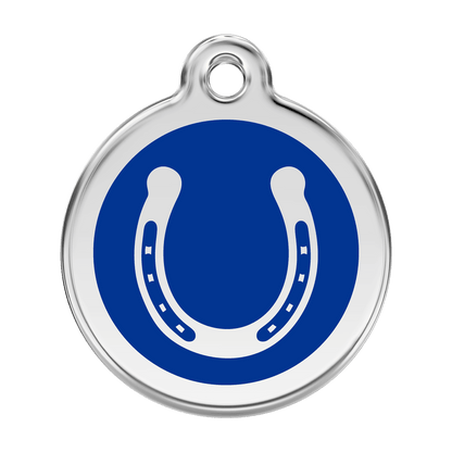 Red Dingo Stainless Steel Engraved Dog Tag Horse Shoe Navy