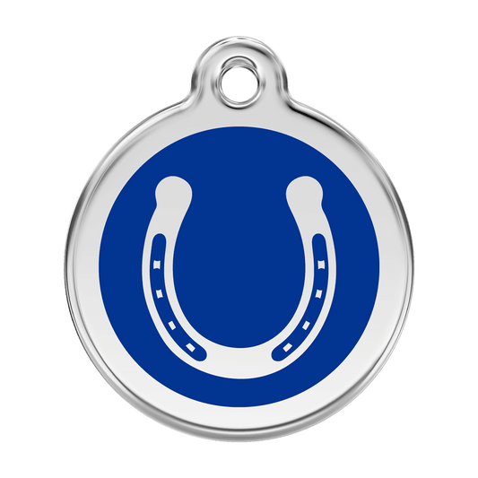  Red Dingo Stainless Steel Engraved Dog Tag Horse Shoe Navy