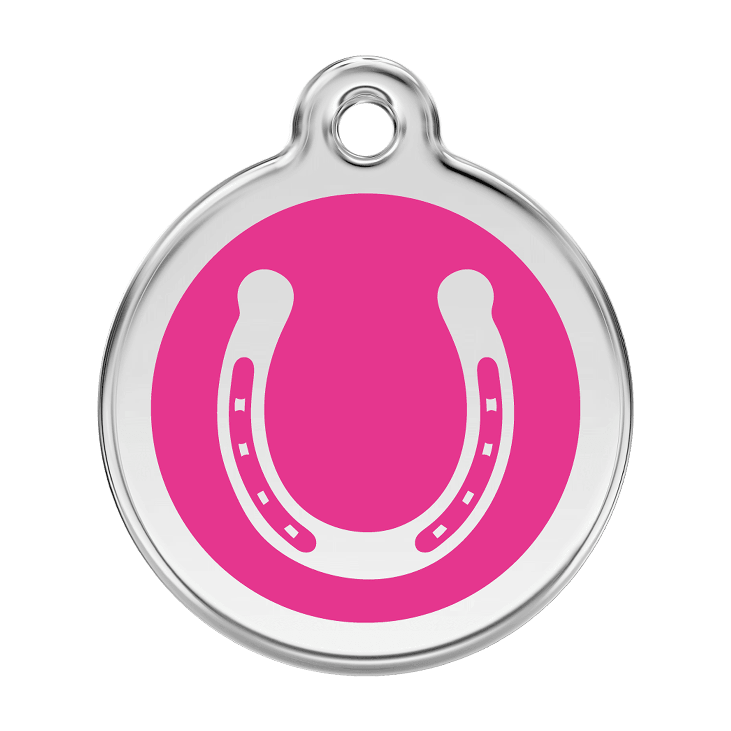  Red Dingo Stainless Steel Engraved Dog Tag Horse Shoe Hot Pink