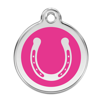  Red Dingo Stainless Steel Engraved Dog Tag Horse Shoe Hot Pink