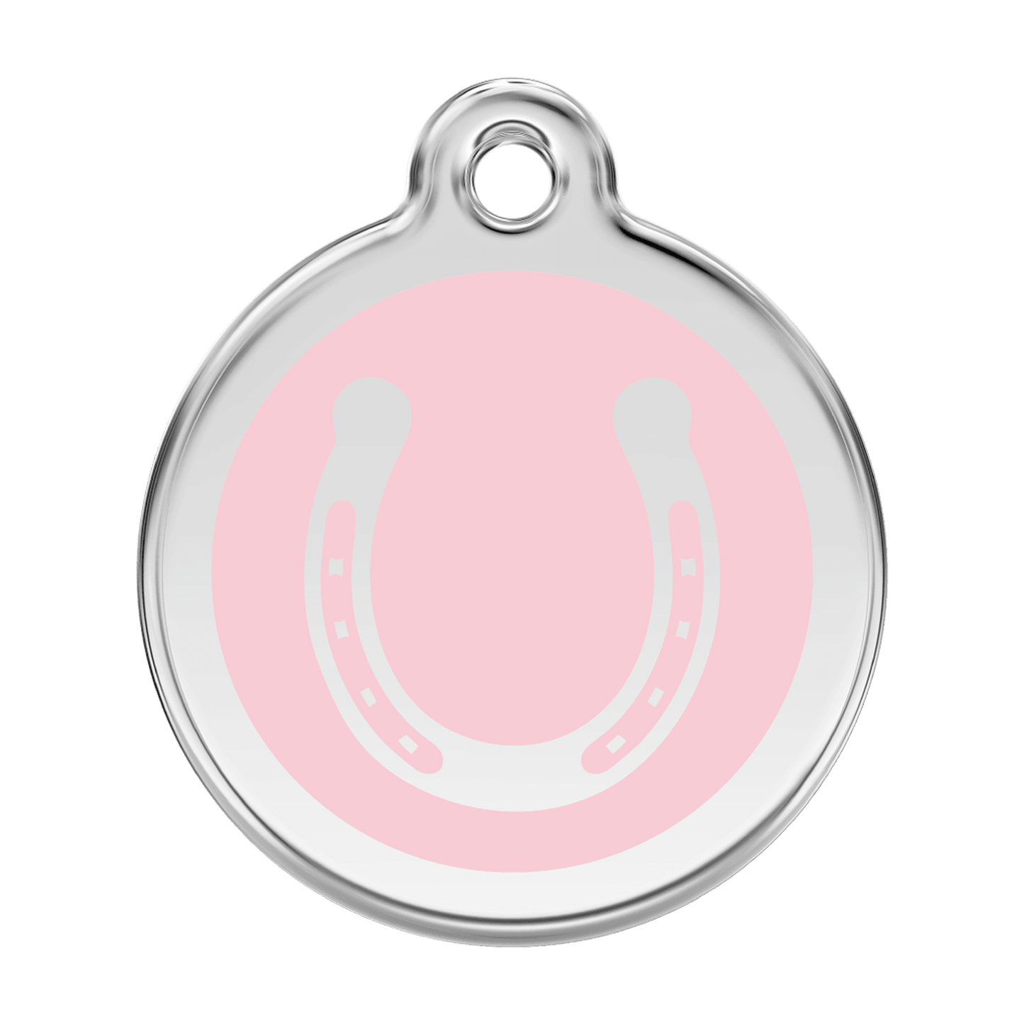  Red Dingo Stainless Steel Engraved Dog Tag Horse Shoe Pink